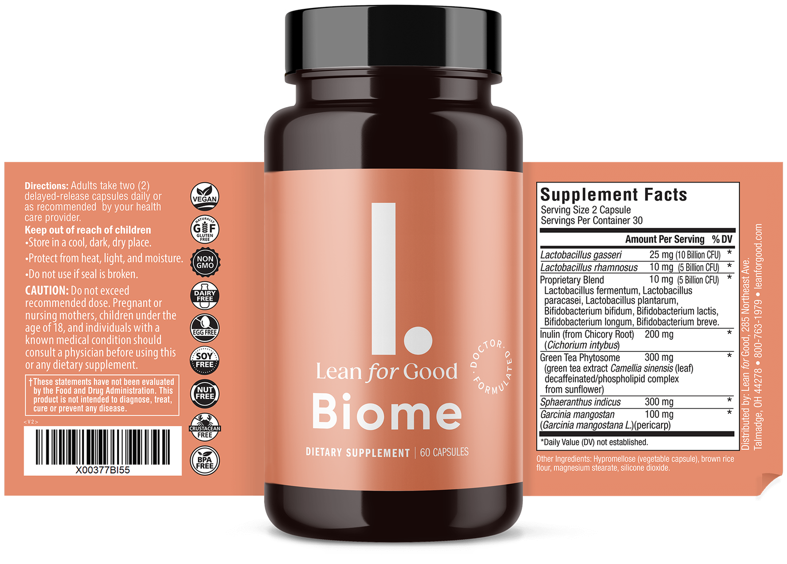 Biome bottle and product label