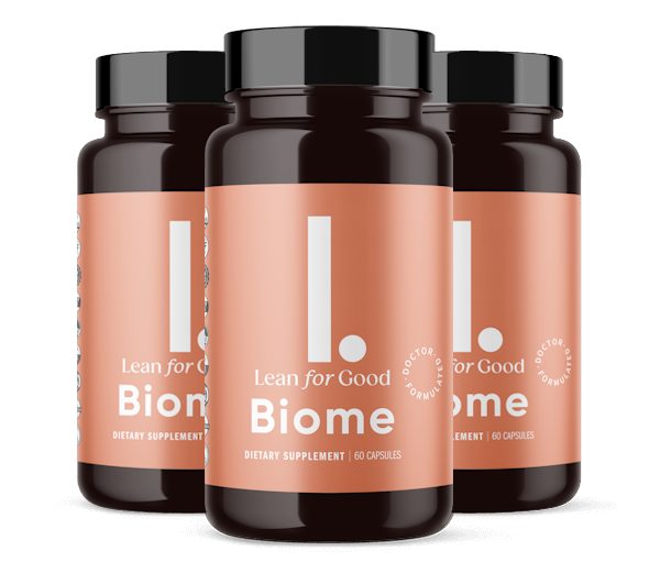 Three Biome supplement bottles