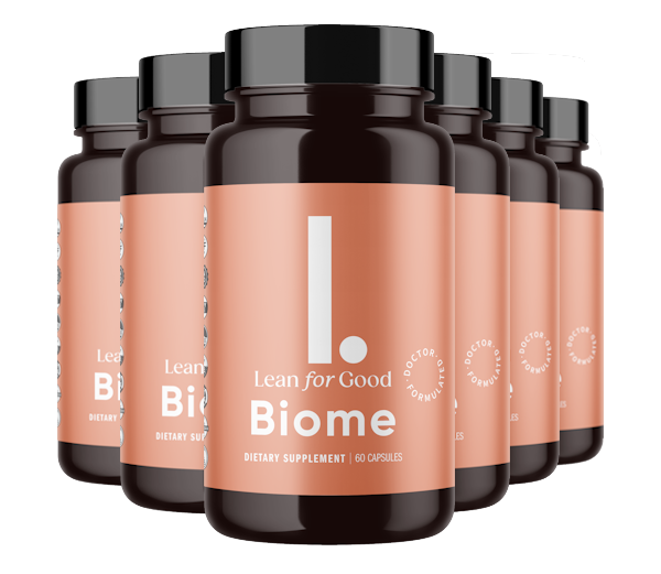 Six Biome supplement bottles